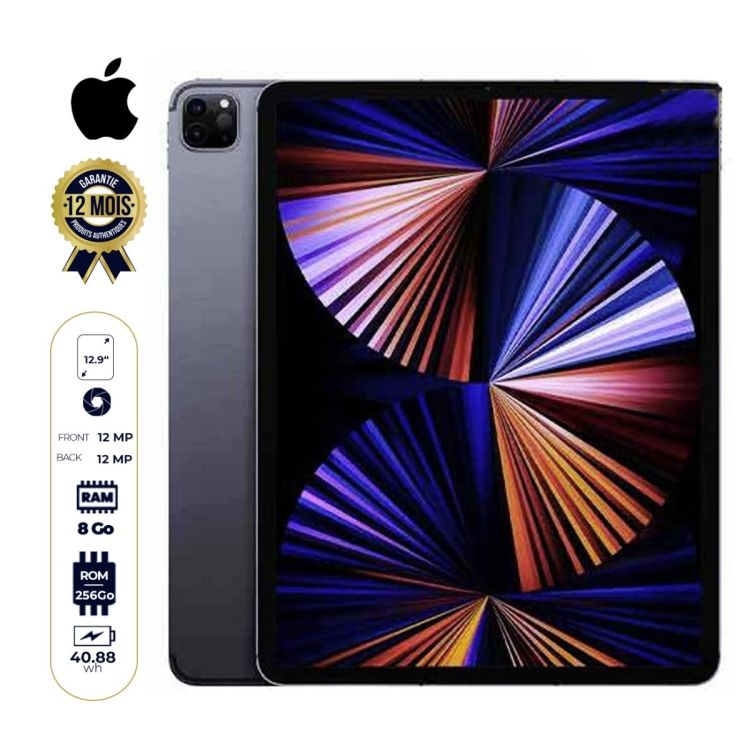 2021 Apple 12.9 pouces iPad Pro Wi‑Fi + Cellular - 256Go/8Go - iPadOS 14.5.1 -  Apple M1 - 1 Nano sim - 12MP/12MP - Garantie 12 mois |Glotelho  Cameroun
