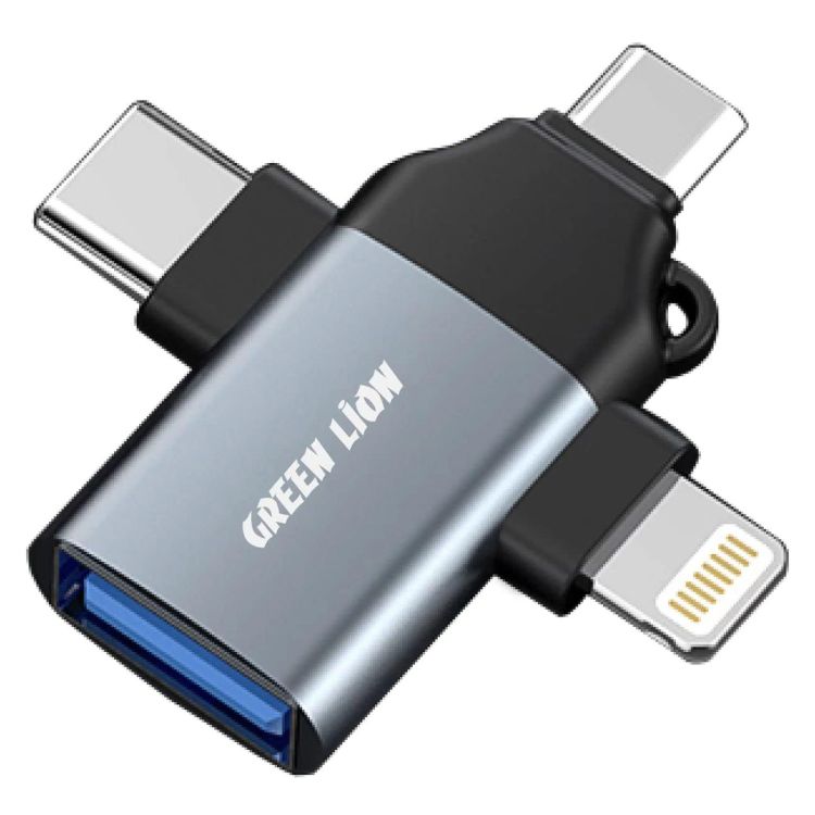 Adaptateur OTG 3 EN 1 Green lion - Transmission ultra rapide Lightning/Micro/Type-C/USB 3.0 - (Prix en fcfa) | Glotelho Cameroun