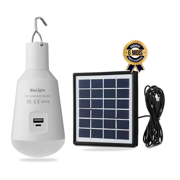 Ampoule Solaire à LED prix en fcfa - Multifonctionnelle rechargeable USB et panneau solaire| Glotelho Cameroun