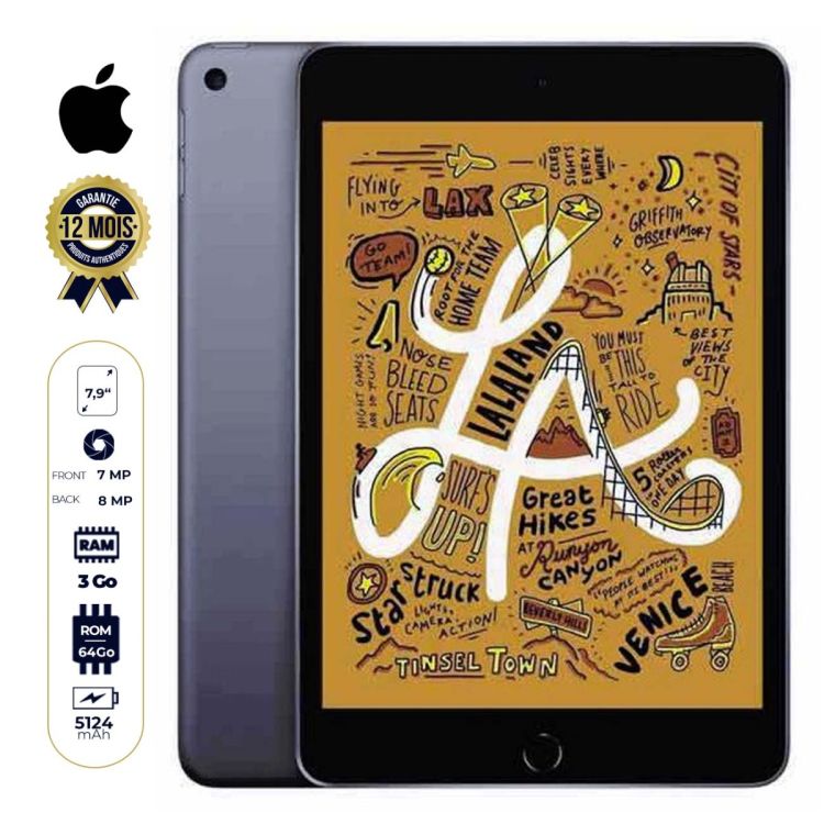 Apple iPad mini 5 (Wi-Fi + Cellular, 64GB) - 8MP/7MP - 5124 mAh - Garantie 1an | Glotelho Cameroun