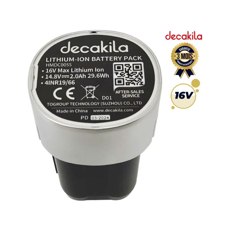 Batterie au lithium pour appareils Decakila HMDC005S - 16 V - 2,0 Ah - 29,6 Wh