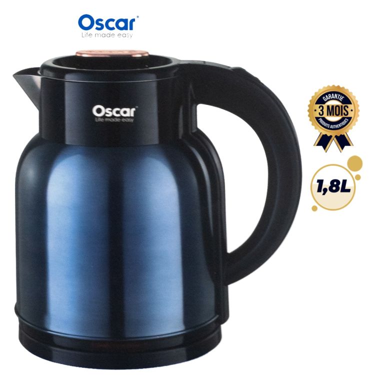 Bouilloire Électrique -  OSCAR (OSC-3051A) - 1500W - Capacité 1,8L - Chauffage Rapide - Arrêt Automatique - Poignée Ergonomique - Grade Premium - Noir & bleu nuit - 3 mois de garantie