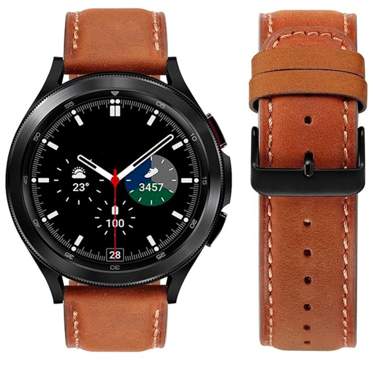 Bracelet de rechange en cuir pour Samsung Galaxy Watch 8 / Watch 8 Classic – Marron Classique