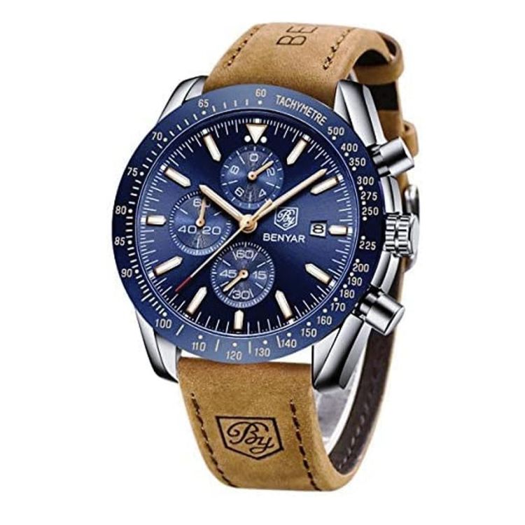 Montre-bracelet élégante de luxe pour hommes - en cuir véritable| Glotelho Cameroun