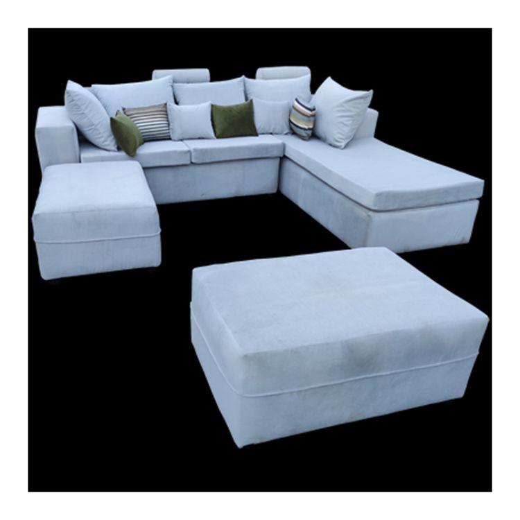 Canape - AA1 - Velour - 5 Places - Bleu ciel - 6 Mois De Garantie | Glotelho Cameroun