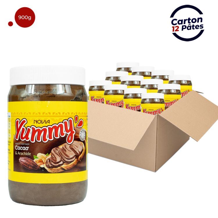 Carton de 12 Pâtes à tartiner au chocolat en Pot - Yummy - 900 g