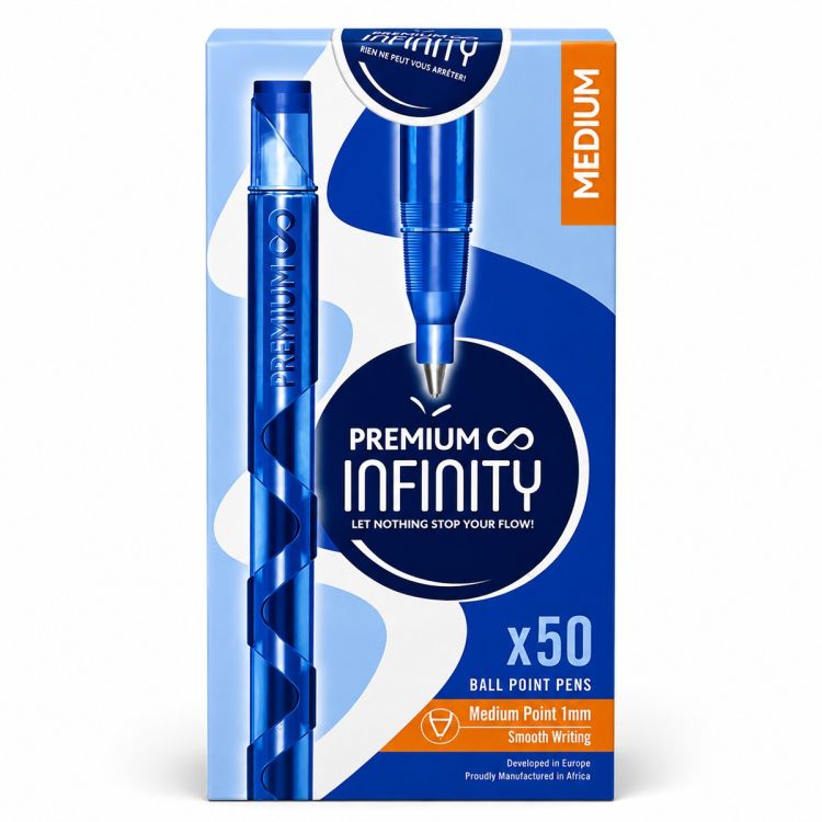 Carton de 50 Stylos à Bille Bleu - Premium Infinity