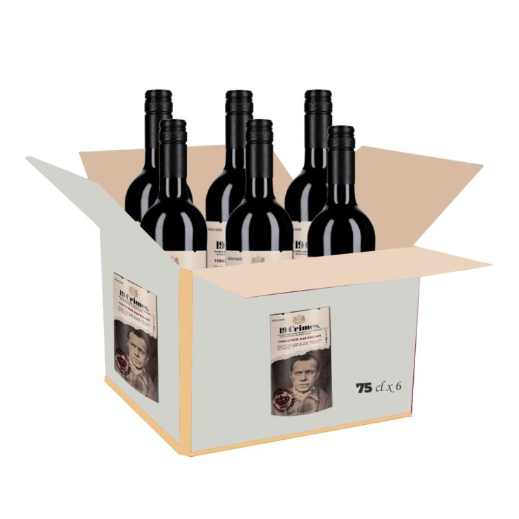 Carton de 6 bouteilles de Vin rouge 19 Crimes Cabernet Sauvignon - 75 cl, disponible sur Glotelho.