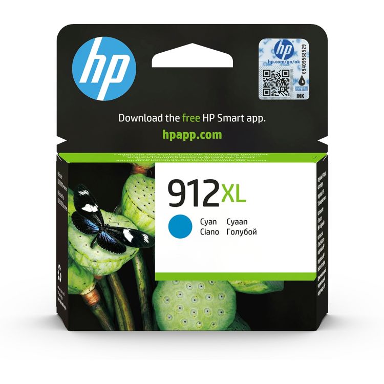 Cartouche d'encre Cyan Originale – HP 912XL – Grande Capacité – Rendement ~700 à 825 pages – Pour OfficeJet 8010/8012/8015 & Pro 8020/8025 