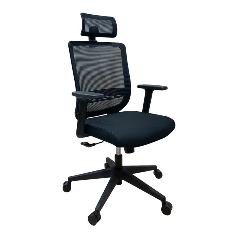 Chaise de Bureau Ergonomique FELTON - LEA-6002-2T – Dossier Haut en Maille – Réglable & Inclinable – Piètement en Nylon avec roulettes – Noire