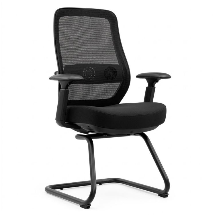 Chaise de Visiteur et Réunion - CV-D805 (UTF-D805) - Dossier Maille - Support Lombaire Réglable - Noir