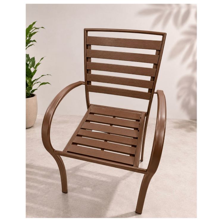 Chaises de Jardin - HB2510039 - en bois plastique pour extérieur - Marron