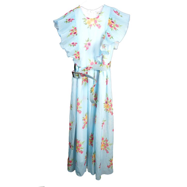 Robe fleurie Bleue avec ceinture 