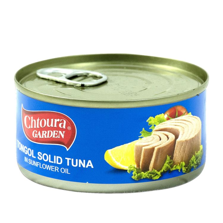 Chtoura Garden Tongol Solid Tuna – Thon à chair blanche en huile de tournesol – Boîte 185g – Saveur authentique et nutrition équilibrée