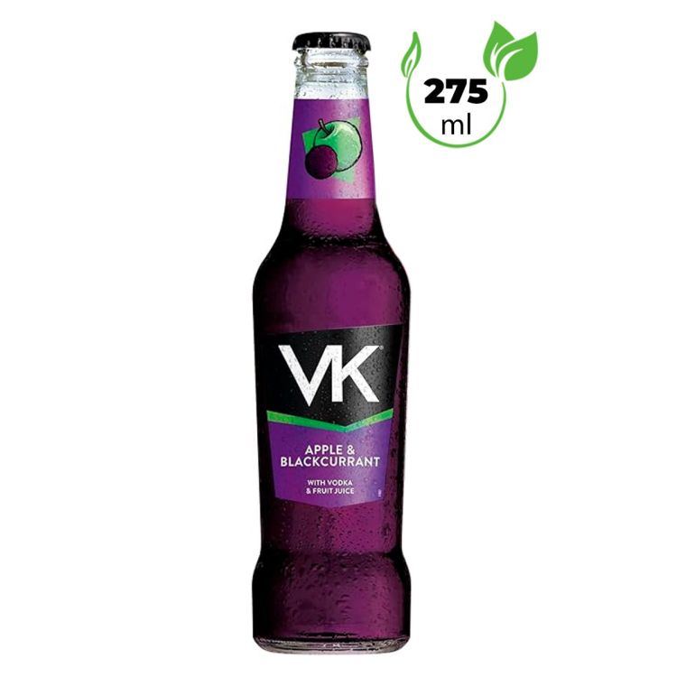 Cocktail Prémélangé - VK - Apple & Blackcurrant - Boisson à base de Vodka - 3,4% ABV - Bouteille de 275ml