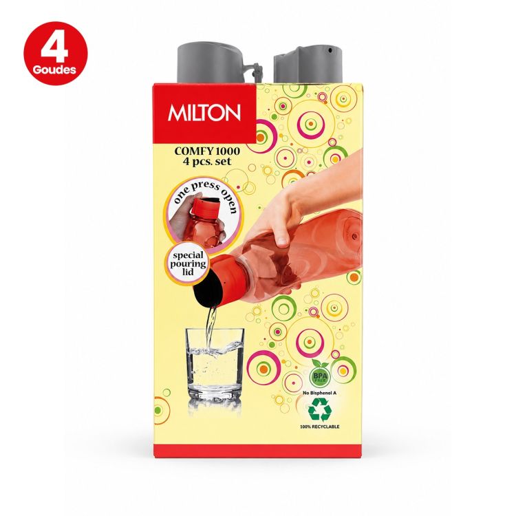 Comfy – Set de 4 bouteilles d'eau 1 Litre