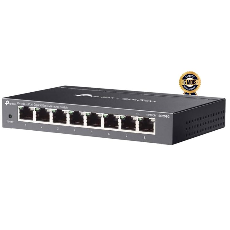 Switch / Commutateur Easy Managed - TP-Link - ES208G - 8 Ports Gigabit - Gestion Cloud Omada SDN - VLAN et QoS - Fanless - Garantie 06 Mois