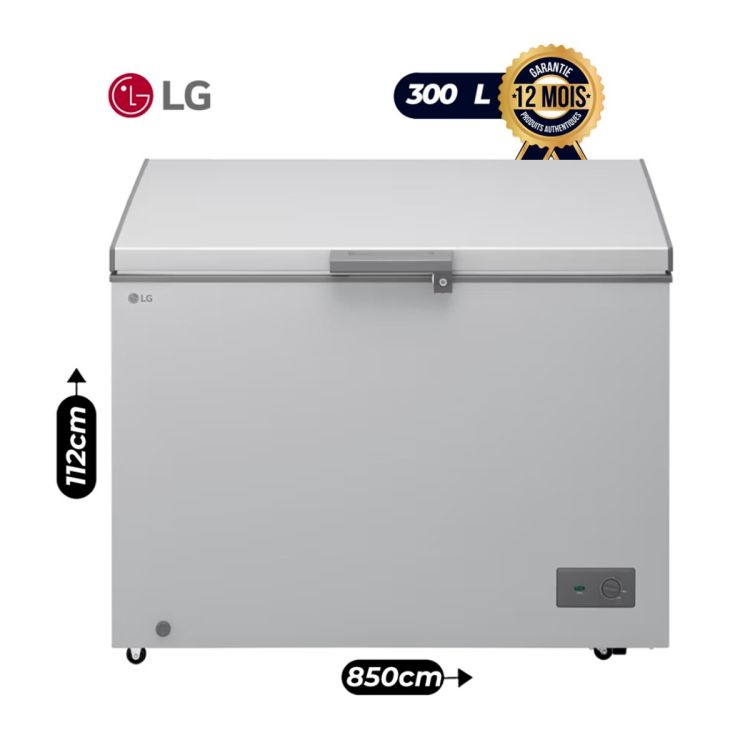 Congélateur coffre LG 300 L, gris, sur roulettes, garantie 6 mois, prix Cameroun.