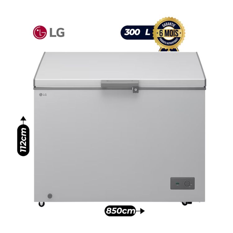 Congélateur coffre LG 300 L - GCFB316BQCF  - Fonctionnement sans stabilisateur, Froid homogène, Contrôle externe, Accès mains libres - Gris - Garantie 06 mois