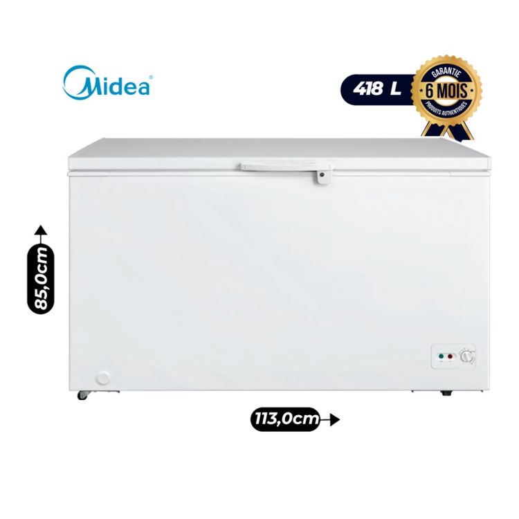 Congélateur Coffre MIDEA MDRC564FZF01 – 418L – No Frost – Température -18°C à -25°C – 4 Étoiles – Panier Amovible – Économie d'Énergie – Blanc – Garantie 06 Mois