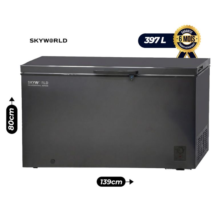 Congélateur Coffre SKYWORLD SKW520CF - 397L, A++, gris, garantie 6 mois sur Glotelho Cameroun. 