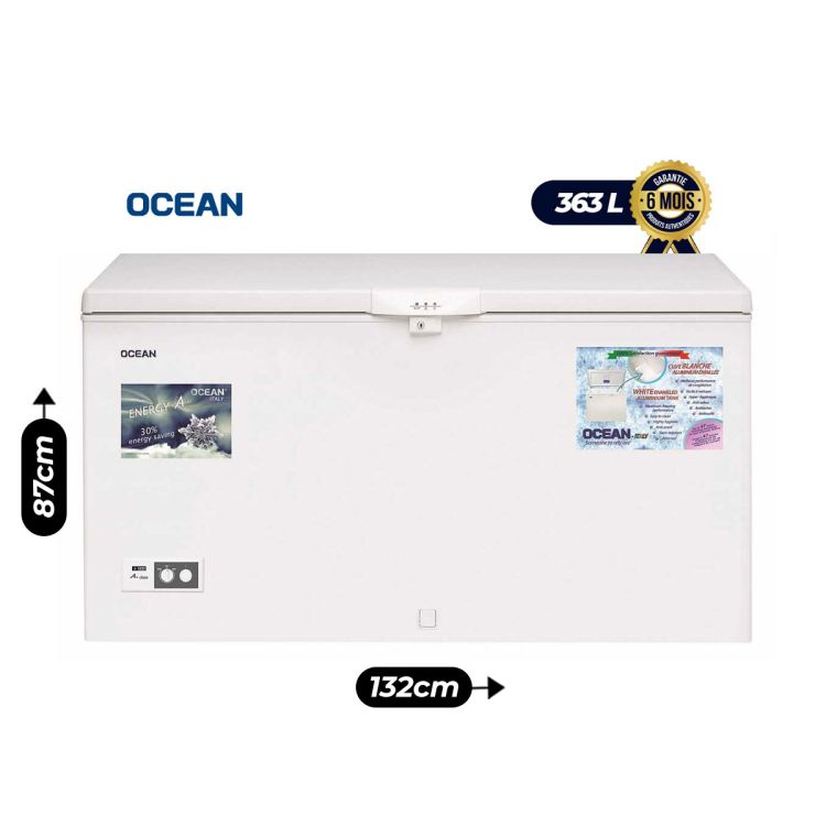 Congélateur à coffre - Ocean - NJ51TLL - 363L - Blanc -  A+ | Glotelho Cameroun