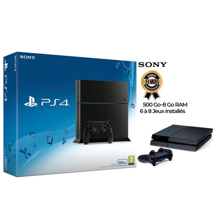Console de Jeux - SONY Playstation 4 FAT - Openbox - 500 Go - 8 Go RAM - Processeur AMD Octa-core - 6 à 8 Jeux installés - Carton endommagé -  Ne pas se connecter à internet - Garantie 8 mois