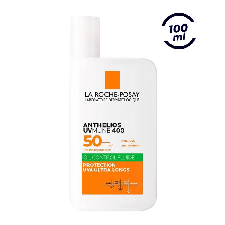 Crème solaire visage SPF 50+ - La Roche-Posay - Anthelios UVMune 400 Fluide - Pour peaux grasses - Matifiant 12h - 50 ml