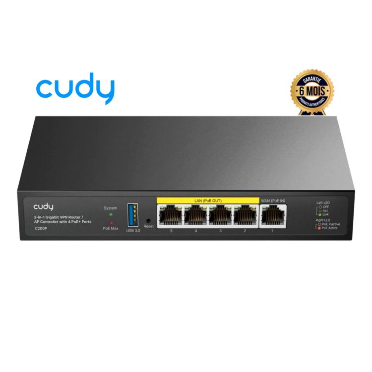 Cudy C200P – Routeur VPN Gigabit  Contrôleur AP 2-en-1, garantie 6 mois; prix Cameroun. 
