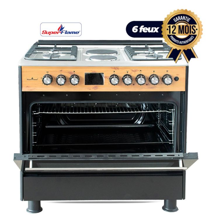 Cuisinière à gaz SUPER FLAME PREMIUM 4 foyers + 2 plaques électriques Grand four 60 x 90 - prix Cameroun