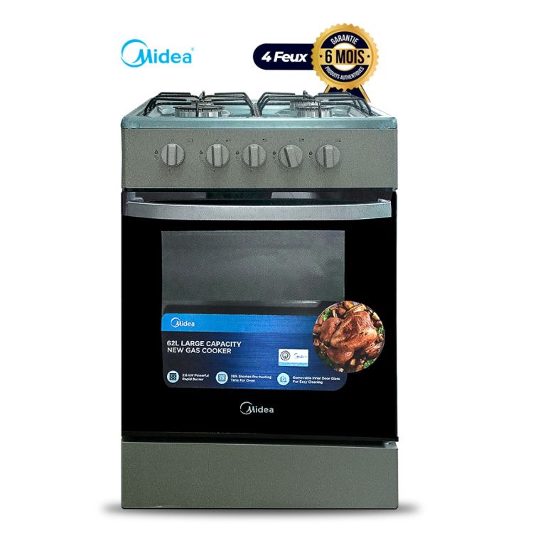 Cuisinière à gaz MIDEA IN608 - 04 feux - 60x60 - Gris | Glotelho Cameroun