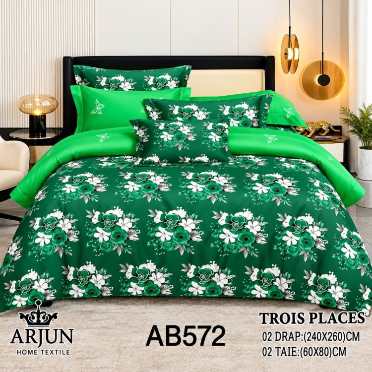 Drap - AB572- 240x260 cm - 2 draps - 2  Taies D'oreiller - 3 places - 100% coton | Glotelho Cameroun