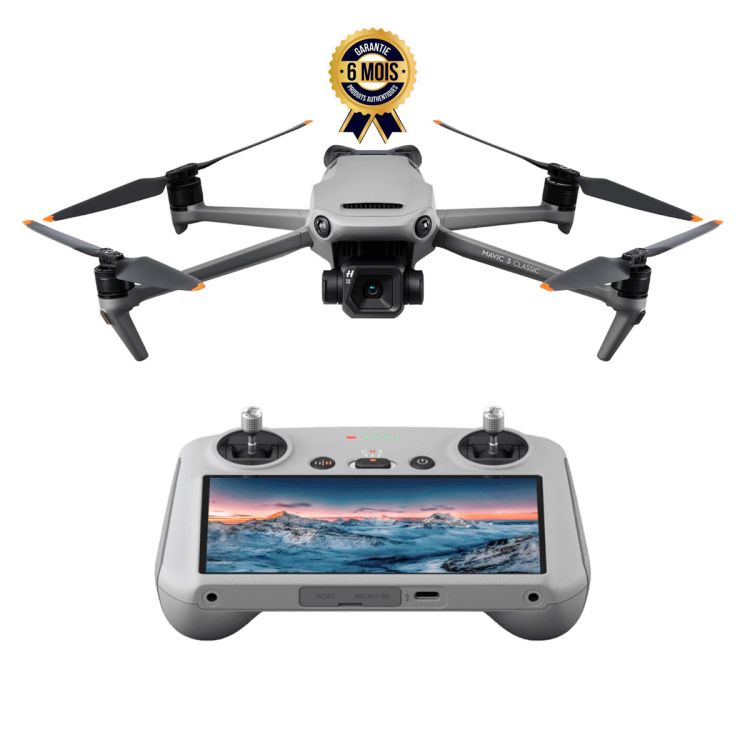 Drone DJI Mavic 3 Classic (DJI RC) Fly More Combo - Vidéo HD 5,1K - Temps de vol 46 minutes - 6 Mois