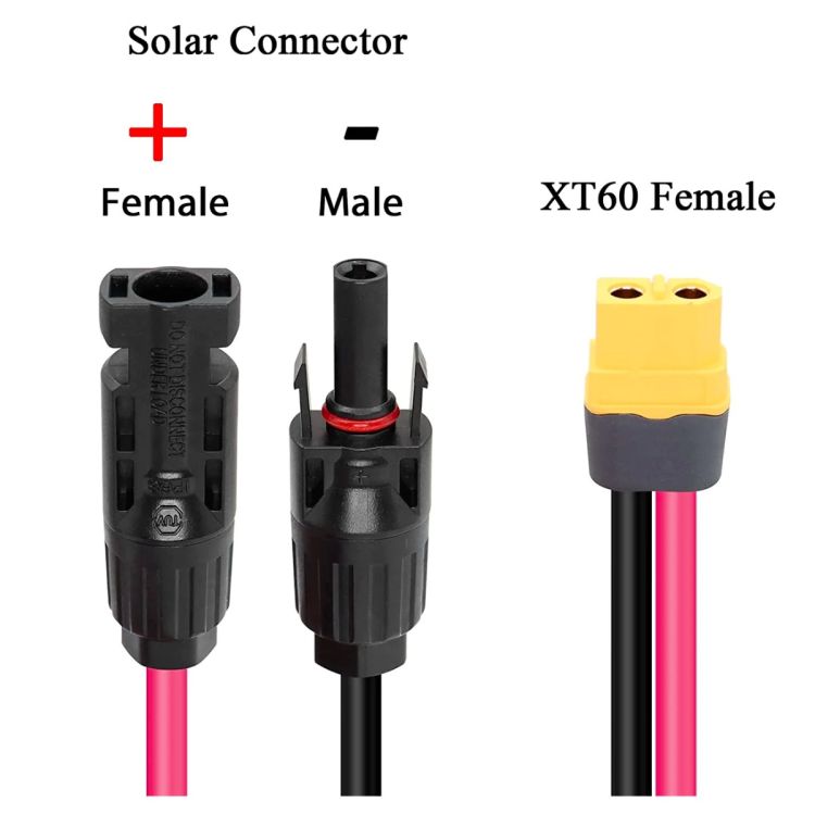 Câble solaire EcoFlow MC4 vers XT60 – 3,5 m - 60 A - IP68