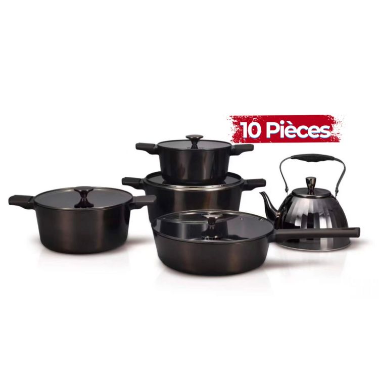 Set de Cuisine / Ensemble de Marmites et Bouilloire Antiadhésif - MOMCOC LY5110 - 9 Pièces