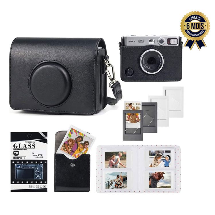 Etui pour appareil photo Prix en fcfa - Avec Mini Pochette Photo - Compatibilité : Fujifilm Instax Mini EVO, Fuji Mini EVO| Glotelho Cameroun
