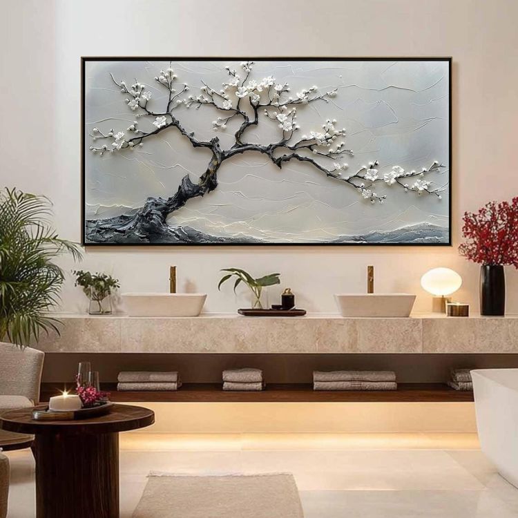 Tableau Decoratif - Fleur de prunier - Multicolore