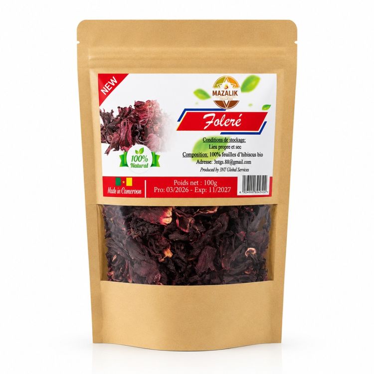 Fleurs d’Hibiscus séchées Mazalik – Foléré/Bissap – Sachet  de 100 g
