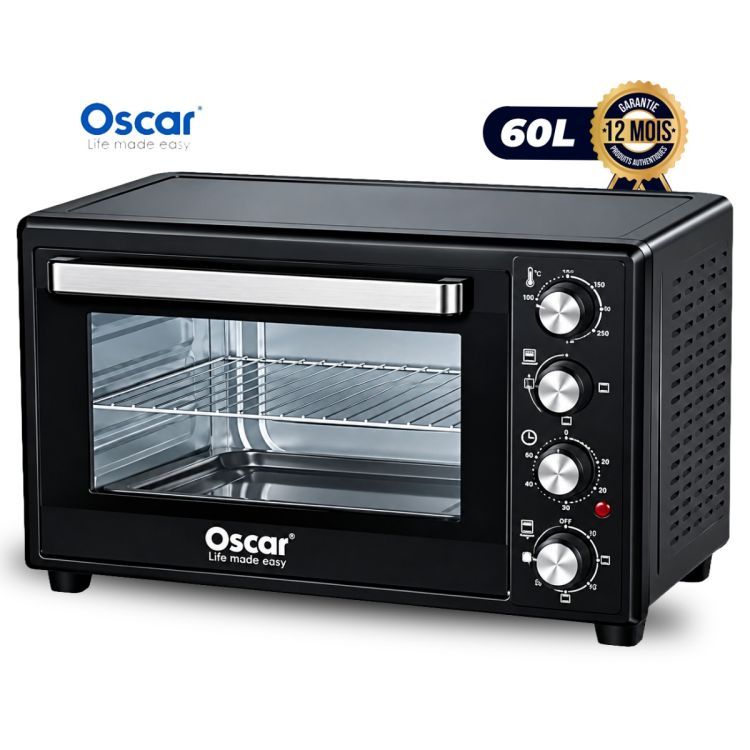 Four Électrique OSCAR (OSC-6002) - 60L avec commandes rotatives, 2 plateaux, garantie 12 mois - prix Cameroun. 