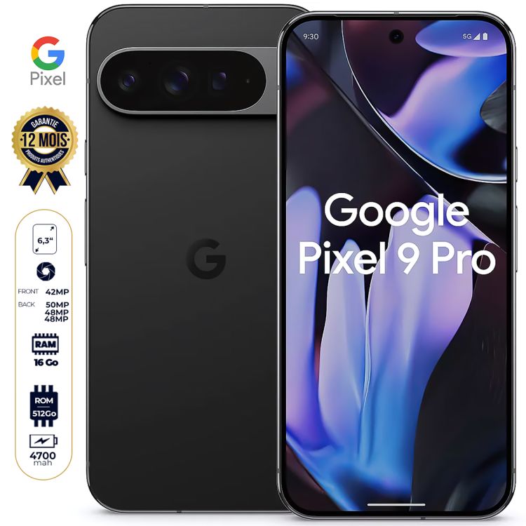 Google Pixel 9 Pro prix en fcfa - 6.3'' LTPO OLED 120Hz - 512 Go /16Go RAM - 50 MP + 48 MP + 48 MP / 42 MP - 2024| Glotelho Cameroun