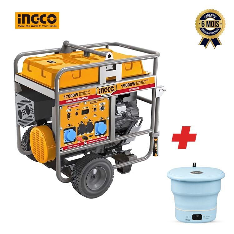 Groupe électrogène INGCO – 19KW/23.75KVA + Mini Machine à Laver OSCAR 1,7 kg Offerte