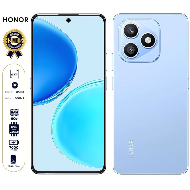 Honor X8d - 256 Go - 8Go RAM - 6,7'' - Double Nano SIM - 108MP + 5MP/16MP - 7000mAh - Garantie 12 mois