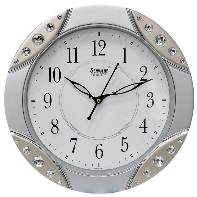 Horloge Murale de la série Diamant-  Sonam - 4977 - Forme Rond - Gris | Glotelho Cameroun