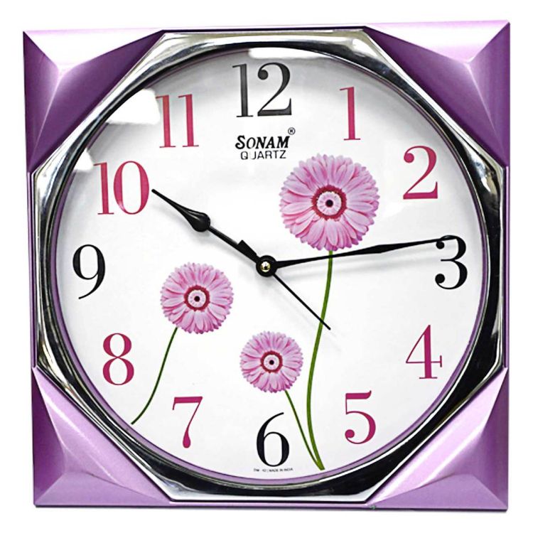 Horloge Murale - Sonam - 4437 - Forme carrée - Rose | Glotelho Cameroun