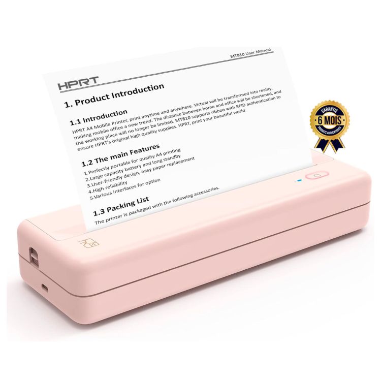 Imprimante thermqiue mobile prix en fcfa - HPRT MT810 - Sans encre - Avec rouleau de papier - Sans fil Bluetooth| Glotelho Cameroun