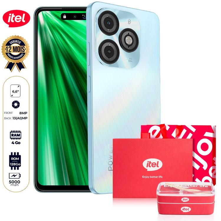 itel P65 C prix en fcfa - Précommande - 6.6'' HD - 128 Go/4Go Ram + 4Go extensible - 13MP+AI /8MP - 5000mAh + Gifts itel| Glotelho Cameroun