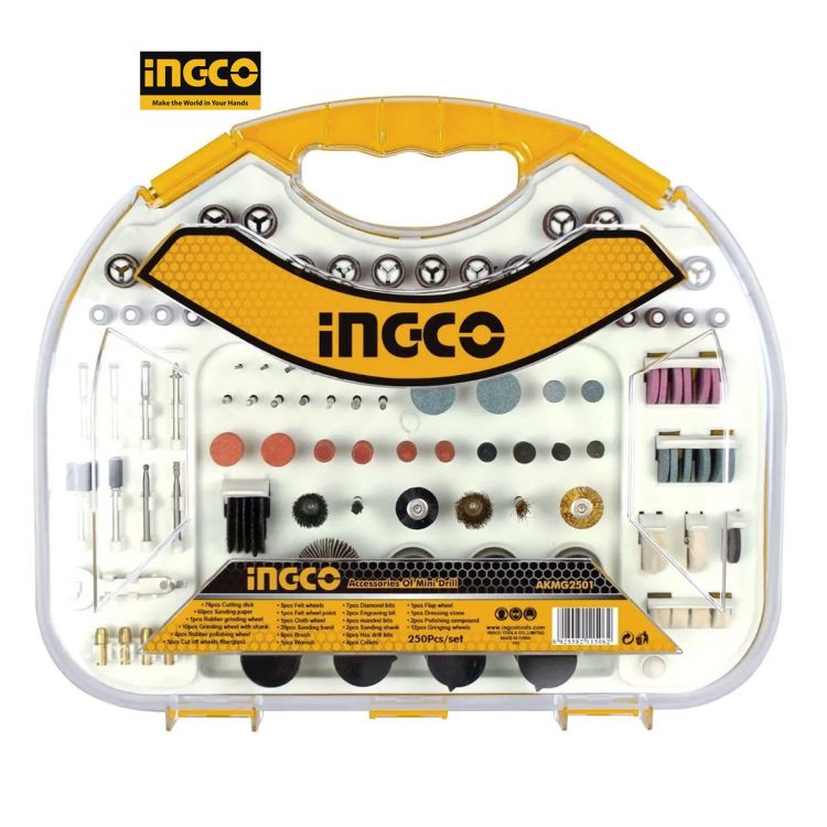 Kit d'accessoires Prix en fcfa - Pour mini perceuse - INGCO AKMG2501 - 250 pièces| Glotelho Cameroun