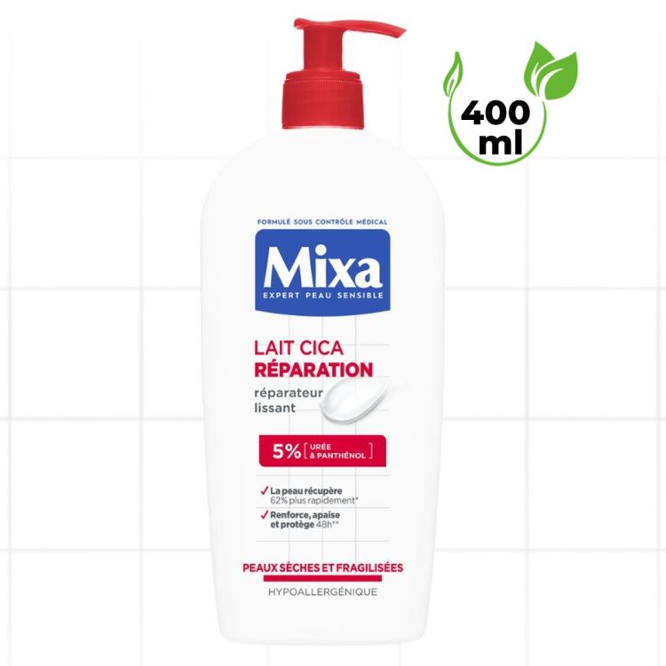 Lait Cica Réparation Mixa - Lait Corps Hydratant & Réparateur - Urée + Panthénol + Beurre de Karité - 400 ml