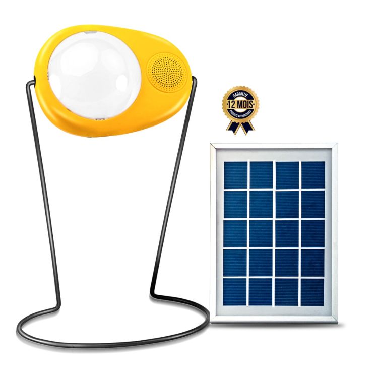 Lampe Solaire 3-en-1 SUN KING Boom, Éclairage, Radio FM & Lecteur MP3, garantie 1 an, prix Cameroun. 