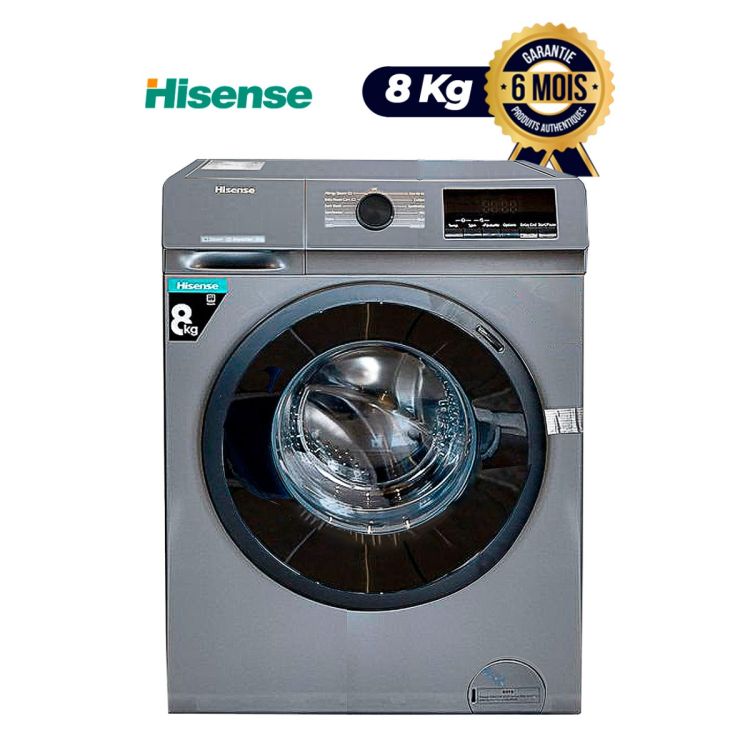 Machine à laver automatique - Hisense - 8kg - Inverter - Lavage/ Séchage| Glotelho Cameroun